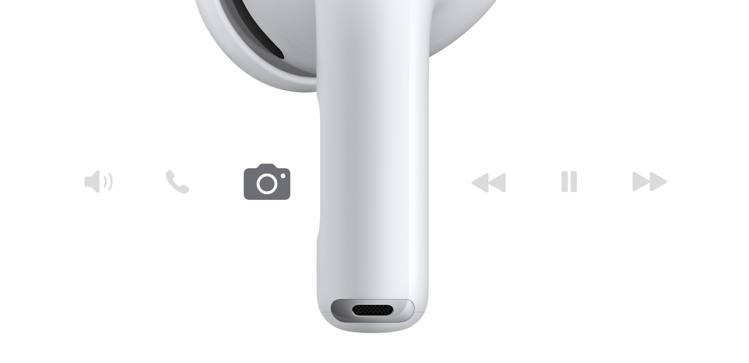 AirPods Pro 3, wireless headphone, white color, short stem